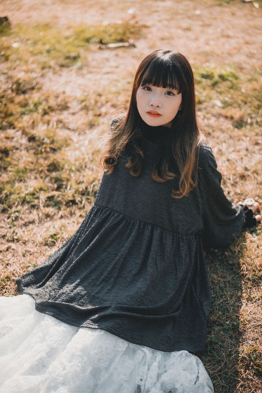 中袖泡泡壓紋TOP｜4色入