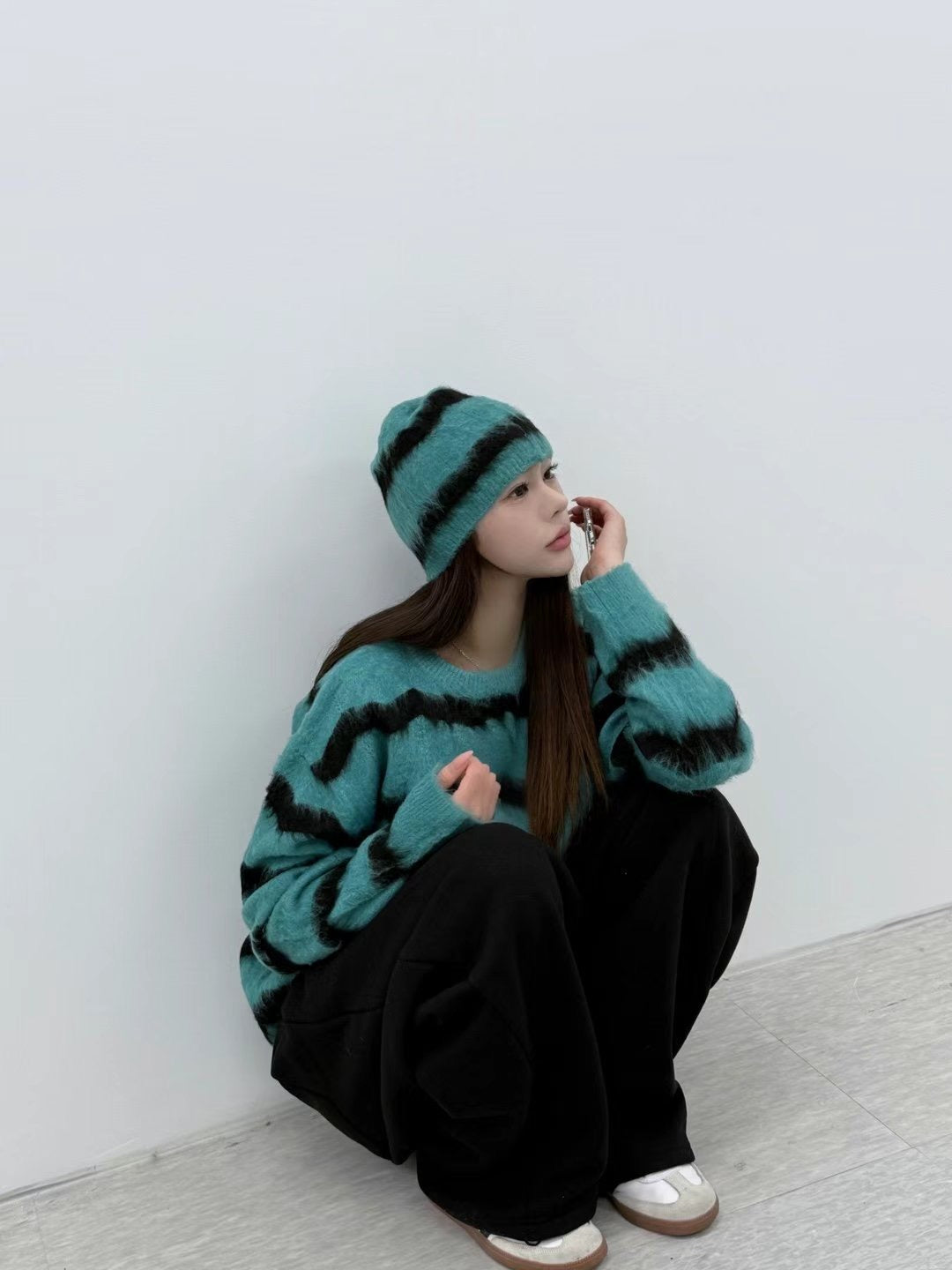 柔軟馬海毛鋸紋圓領毛衣｜5色入