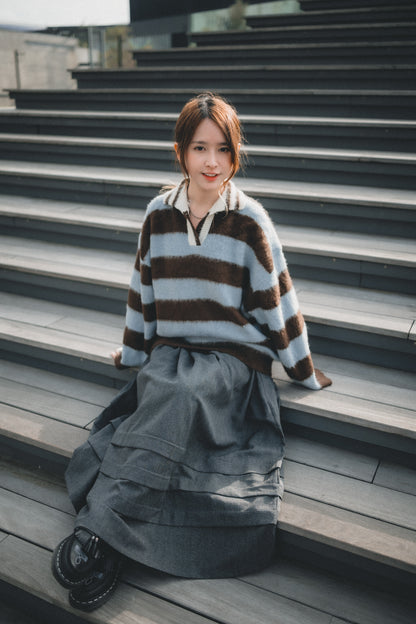 灰色系🩶褶褶層半身裙｜2色入