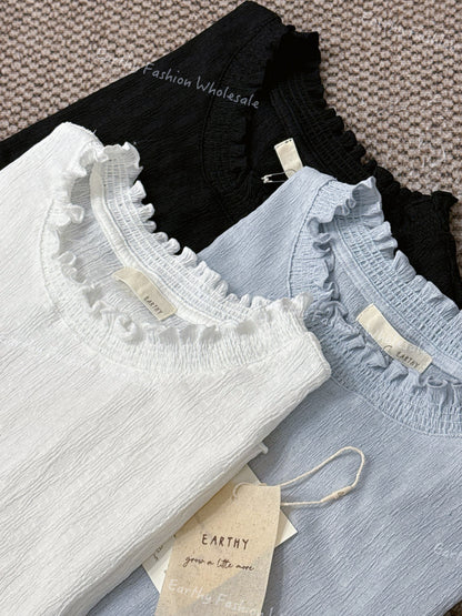 夏天百搭の RUFFLE 暗紋背心｜3色入