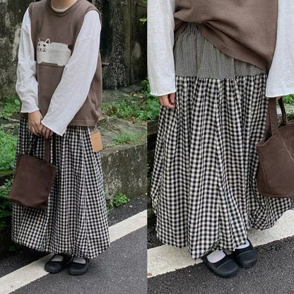 甜甜的🍧 雙重格子泡泡裙｜3色入