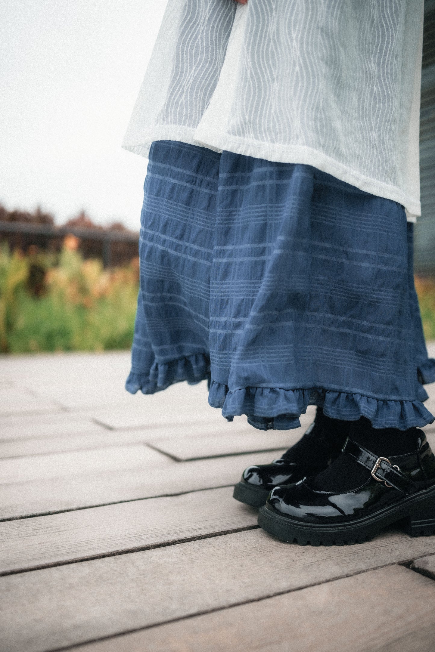 Ruffle尾暗格紋半身裙｜3色入