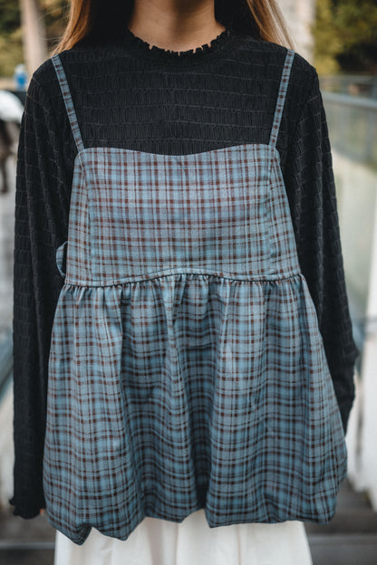 暗格紋Ruffle領內搭Top｜3色入