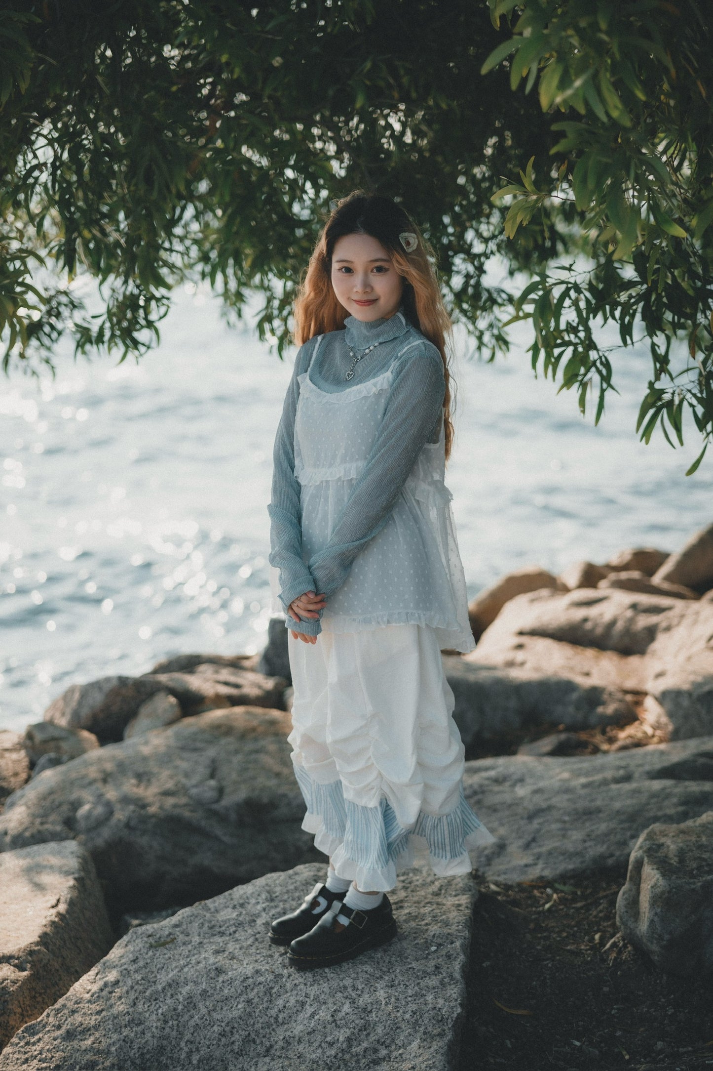 粒粒點花 ✿ 𝚛𝚞𝚏𝚏𝚕𝚎輕透背心layer｜3色入