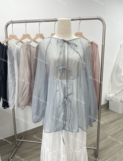 日系透明感🫧✨絲滑綁帶外搭｜6色入