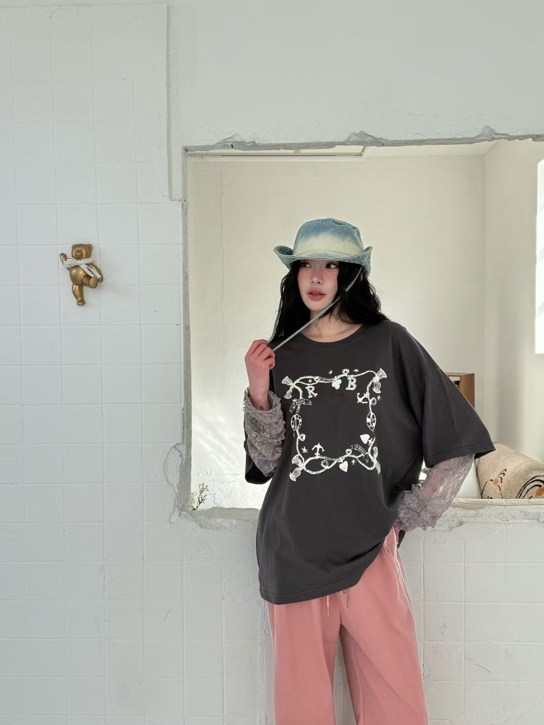 ROMANTIC RUFFLE LACE SLEEVES TEE | 3色入