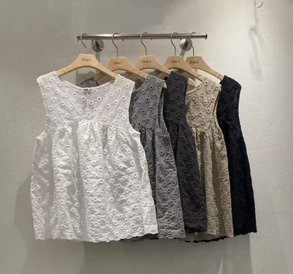 好襯 ✿ 小v領通花背心｜5色入