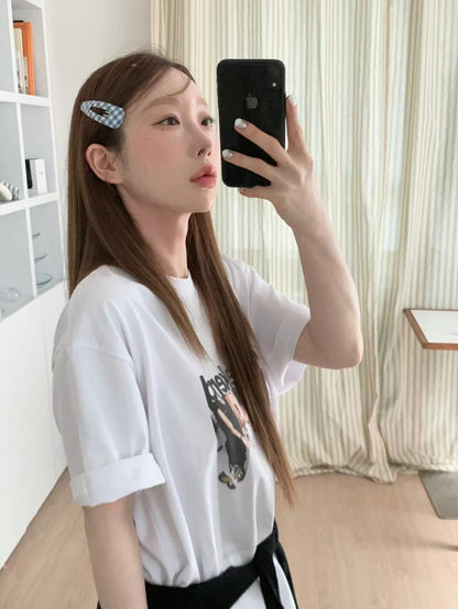 可愛斜格紋髮夾子2pcs｜4色入