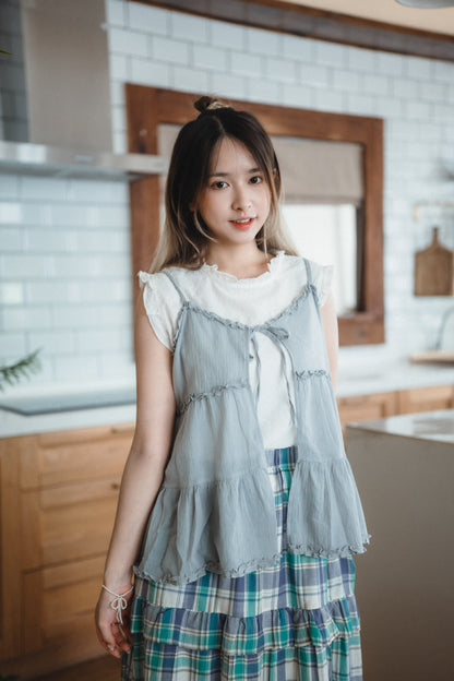 莫蘭迪𝓉ℴ𝓃ℯ花邊綁帶外搭｜4色入