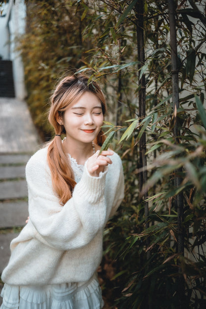 三分甜🍡軟糯Lace V領毛衣｜3色入