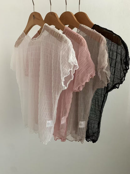 透膚飛飛袖內搭top｜4色入