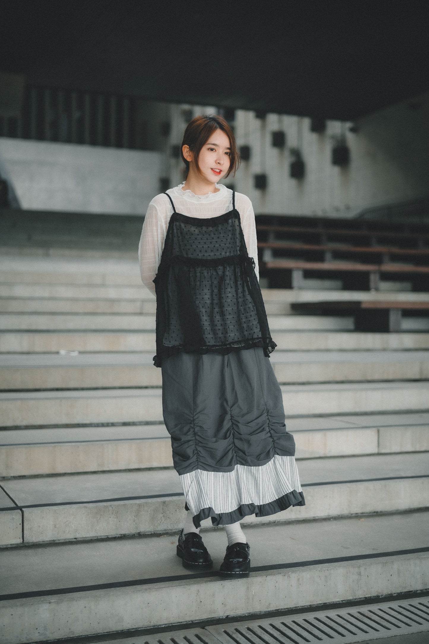 粒粒點花 ✿ 𝚛𝚞𝚏𝚏𝚕𝚎輕透背心layer｜3色入