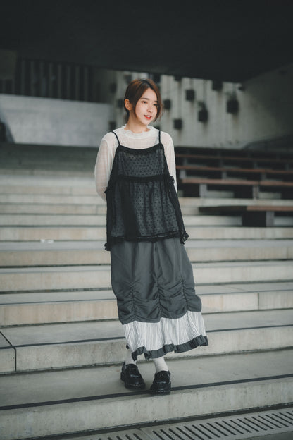 粒粒點花 ✿ 𝚛𝚞𝚏𝚏𝚕𝚎輕透背心layer｜3色入