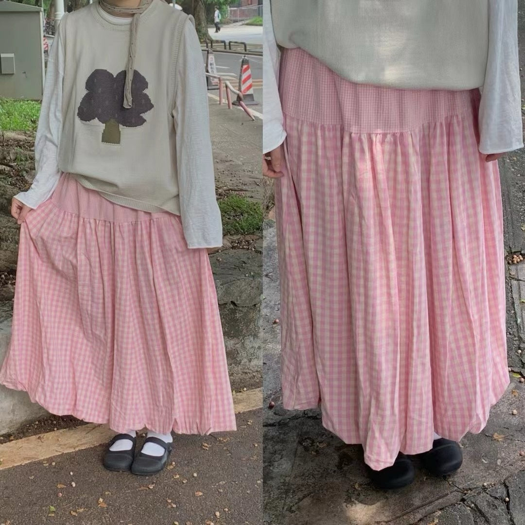 甜甜的🍧 雙重格子泡泡裙｜3色入