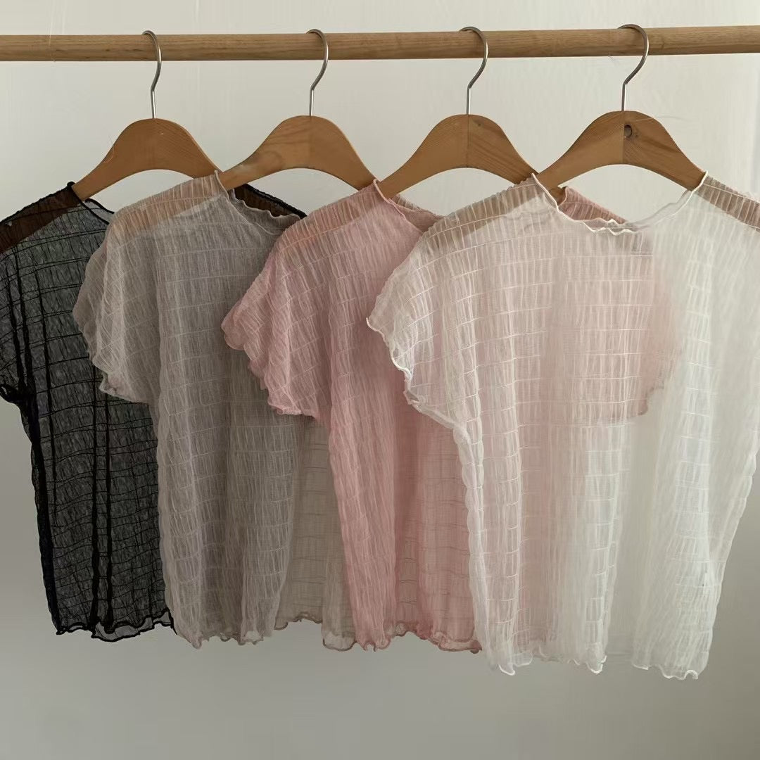 透膚飛飛袖內搭top｜4色入