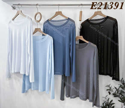 Soft☁️ 親膚透透長袖top｜5色入