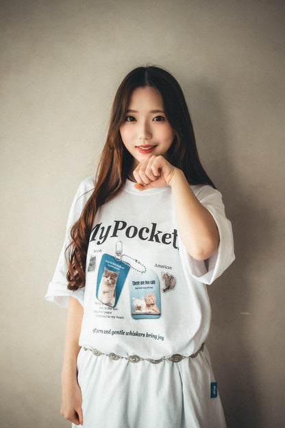 “My Pockets” Cat Tee｜3色入