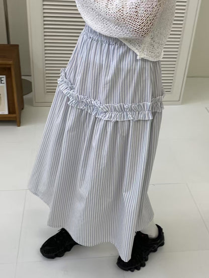 恤衫feel▫️小ruffle條子sk｜2色入