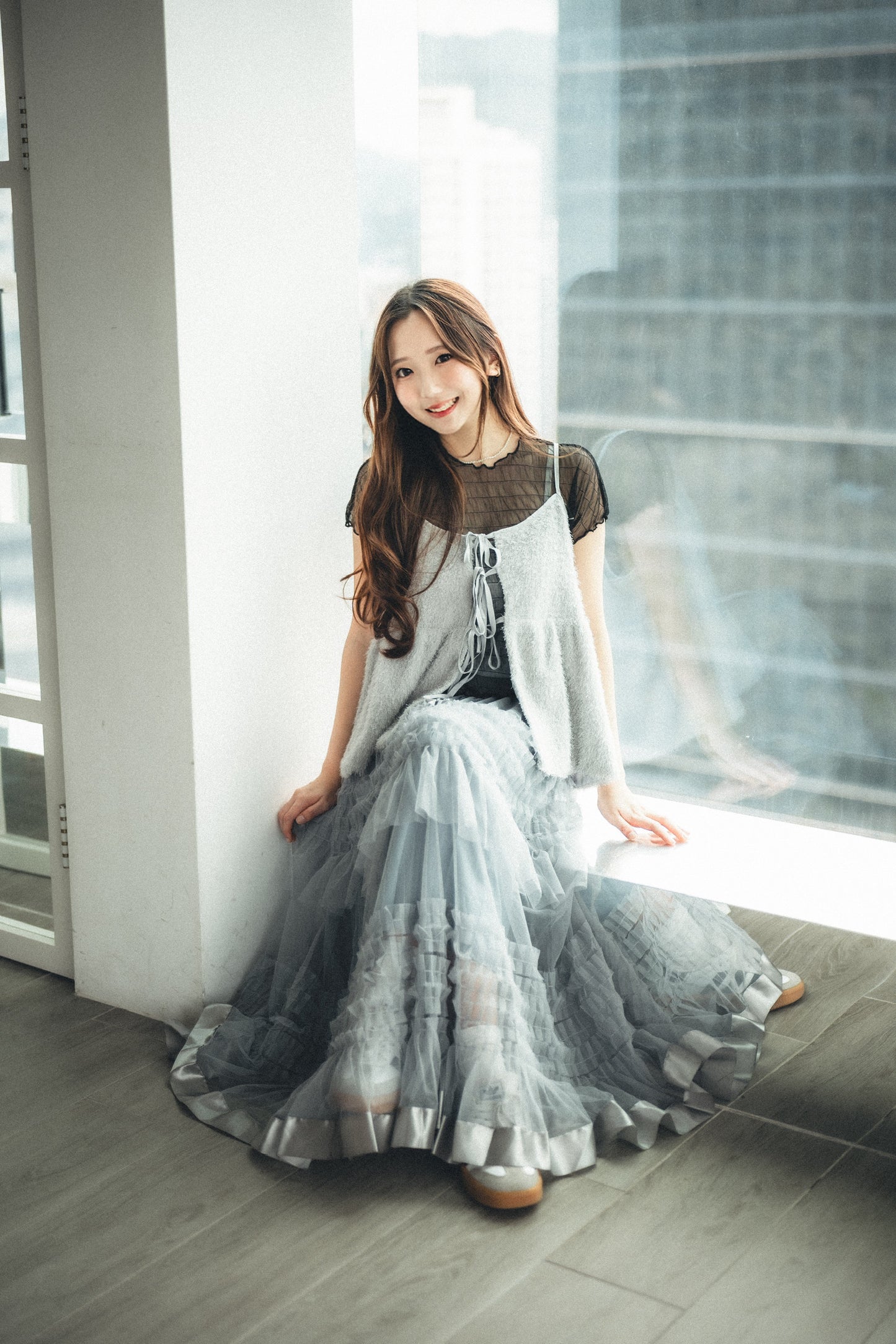 特別！公主風緞帶邊多層紗紗蛋糕長裙｜3色入