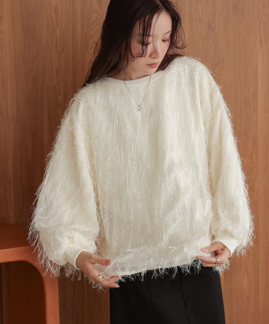 𝘍𝑙𝘶𝑓𝘧𝑦✨閃閃羽毛圓領top｜4色入