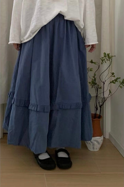 藍色系🎐單層Ruffle花苞泡泡裙｜3色入