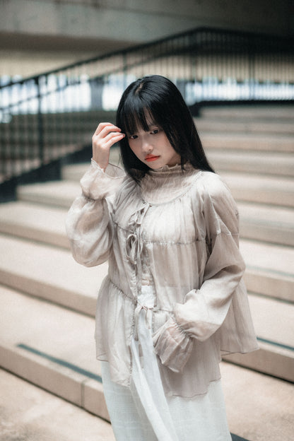 Comeback!! 超美💖透透紗紗綁帶外搭｜4色入e