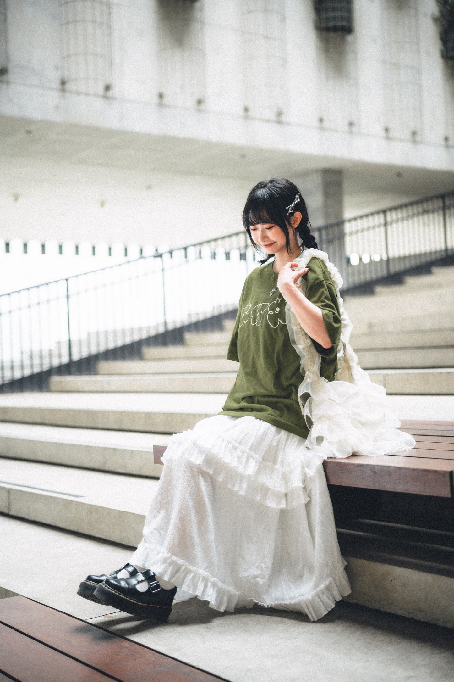 蛋糕層層ruffle紗紗袋 L size｜4色入