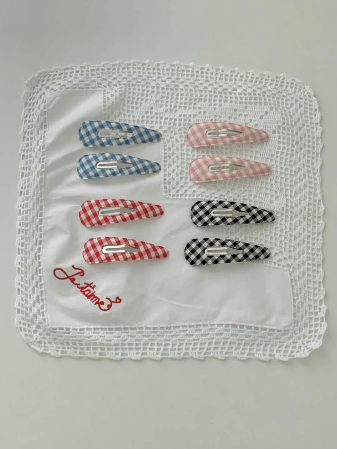 可愛斜格紋髮夾子2pcs｜4色入