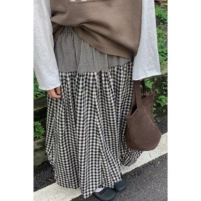 甜甜的🍧 雙重格子泡泡裙｜3色入