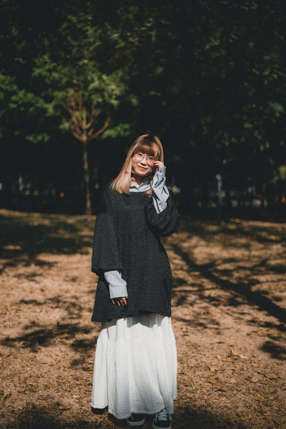 中袖泡泡壓紋TOP｜4色入