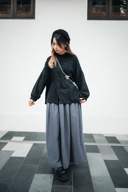 菱格壓紋棉A字闊裙｜2色入