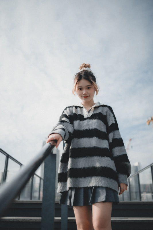 滑滑Fluffy • Stripe Collar Knit | 4色入