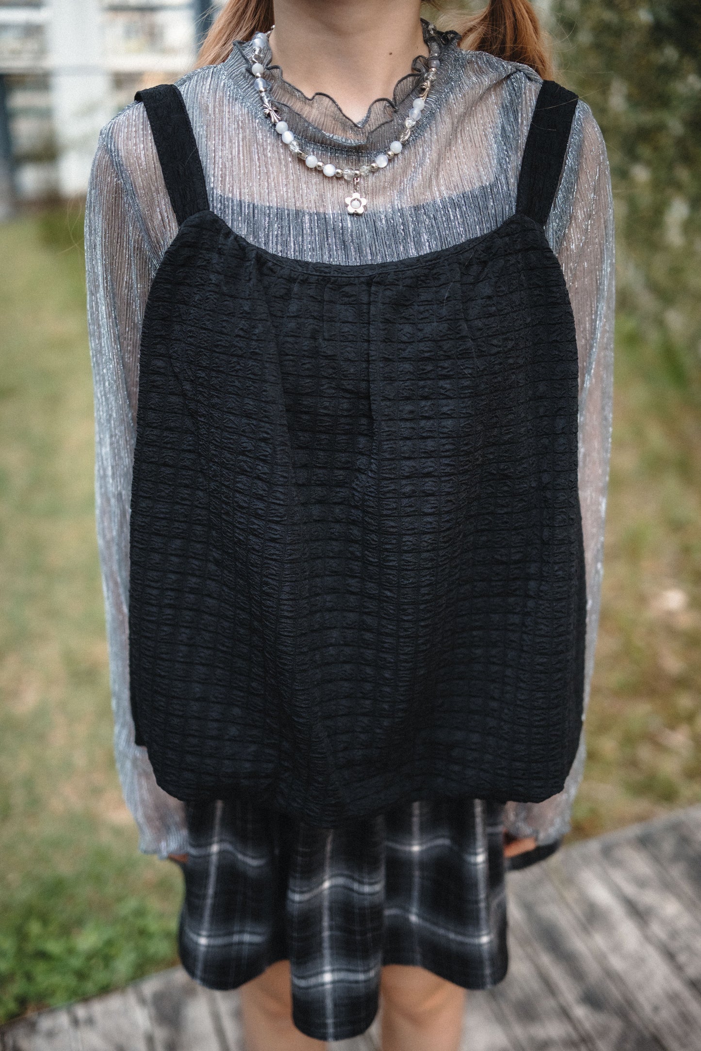 多穿法！泡泡格綁帶背心外搭｜4色入