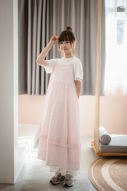 超甜💗 元気綁帶格子吊帶蛋糕OPS｜2色入