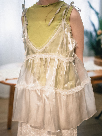 2ways珠光ruffle綁帶背心｜4 colors