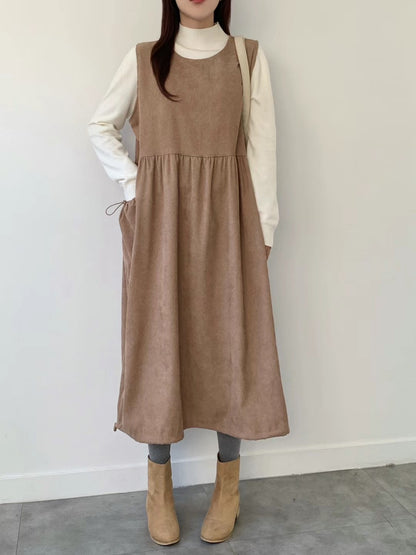 幼燈芯絨索繩背心外搭裙｜3色入