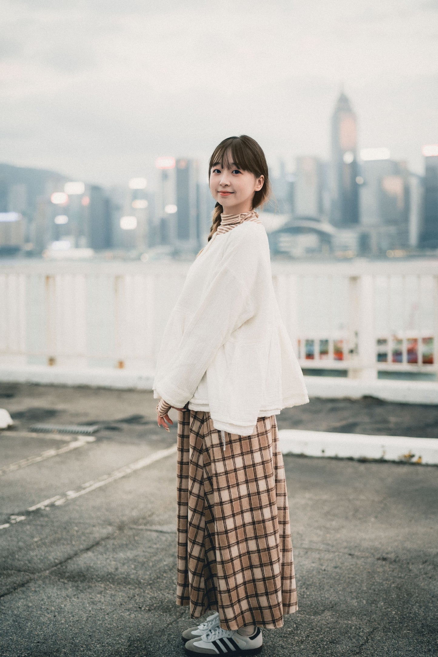 絨面格子A字半身裙｜3色入