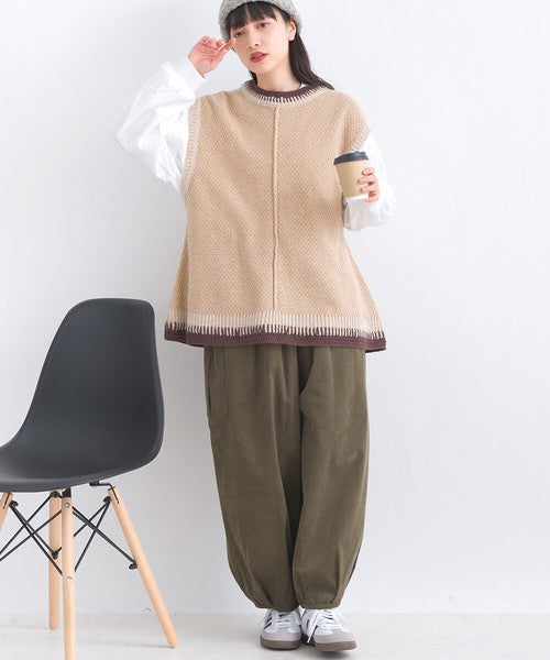 JP混色織線坎肩針織馬甲｜3色入