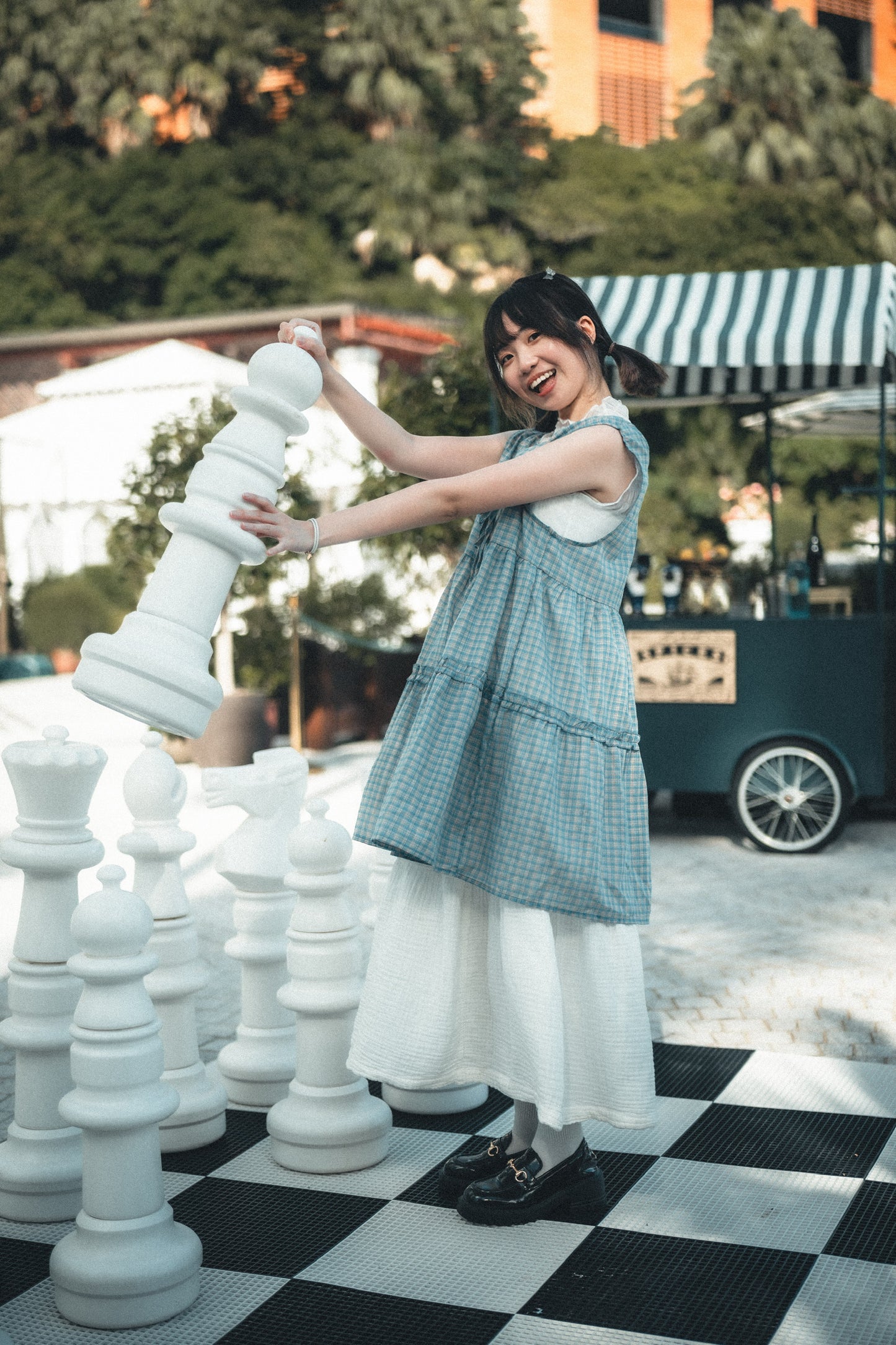 獨家！格紋ruffle綁帶馬甲背心｜2色入