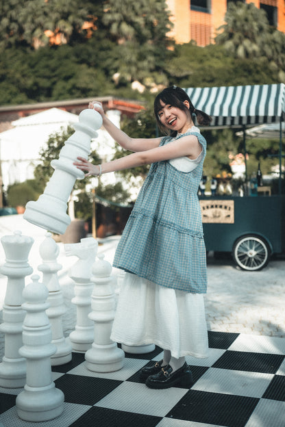 獨家！格紋ruffle綁帶馬甲背心｜2色入