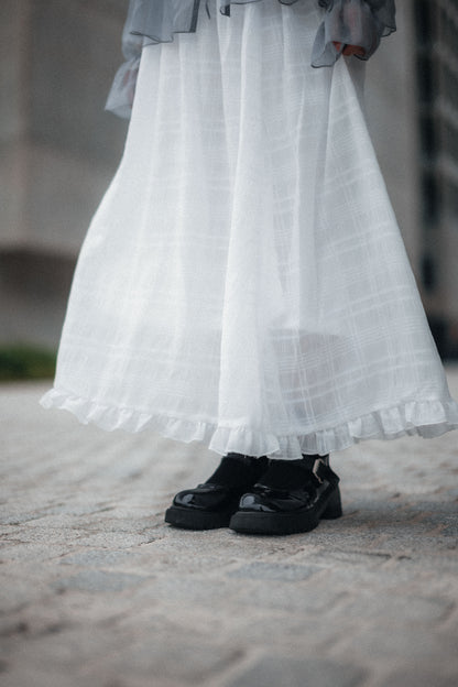 Ruffle尾暗格紋半身裙｜3色入