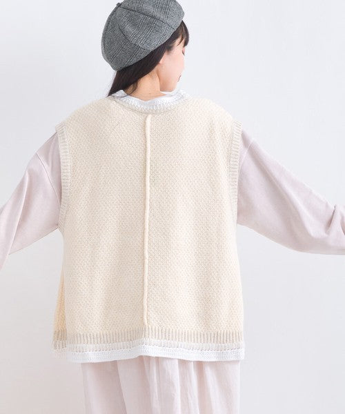 JP混色織線坎肩針織馬甲｜3色入