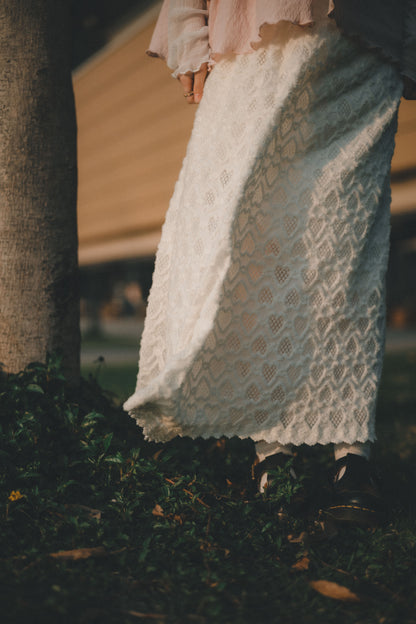 凹凸心形雕紋桃絨長裙｜2色入