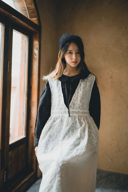 雙層花邊領小綁結襯衫｜4色入