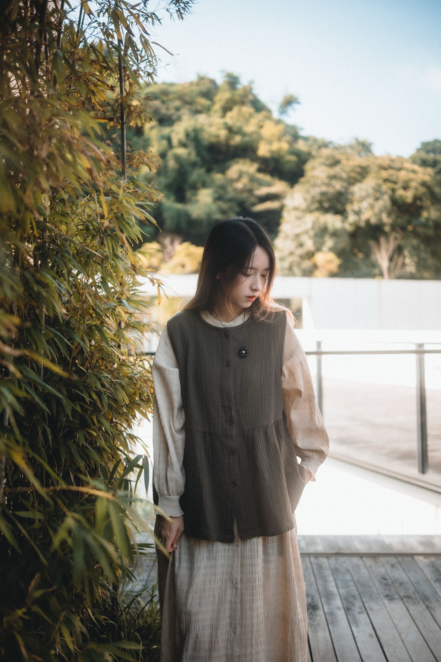 JP多穿法！暗格喇叭袖圓領OPS｜4色入