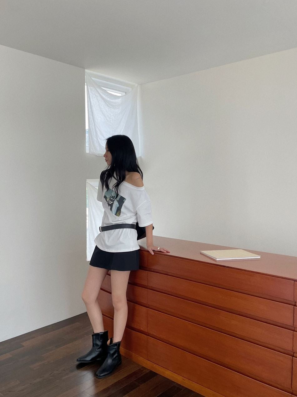 黑超貓貓🕶️ 露肩T-shirt｜2色入