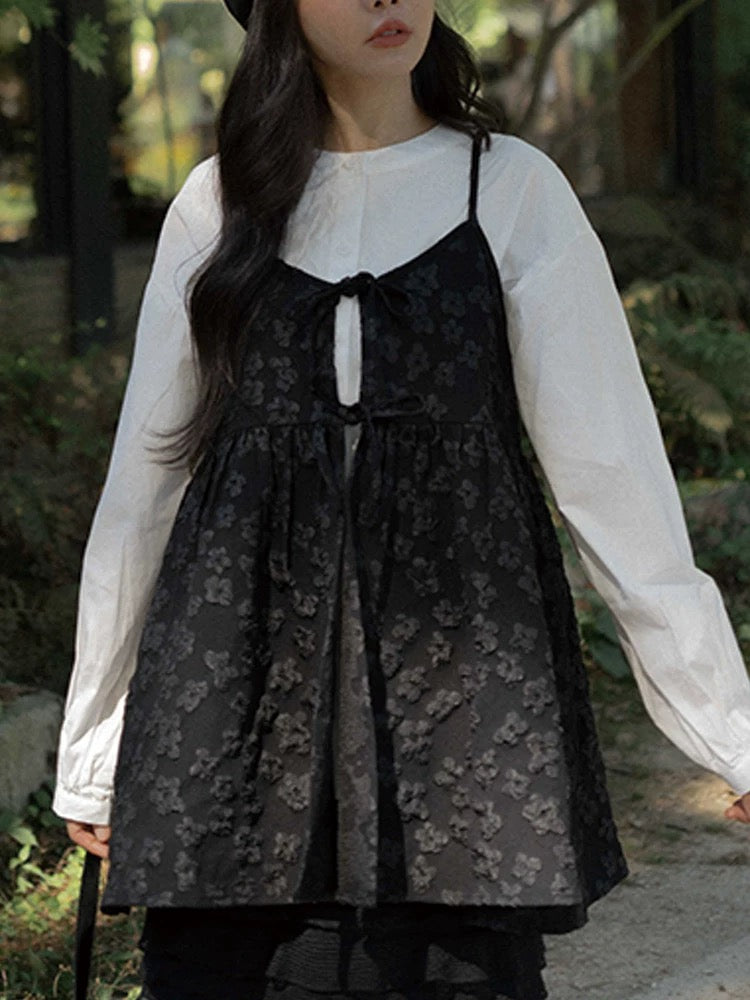 元気🌼 光澤大花花印壓綁帶外搭｜2色入