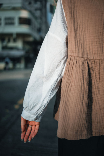 百搭易襯！圓領粒粒格紋襯衫｜3色入