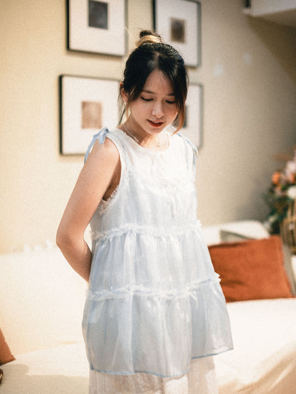 2ways珠光ruffle綁帶背心｜4 colors