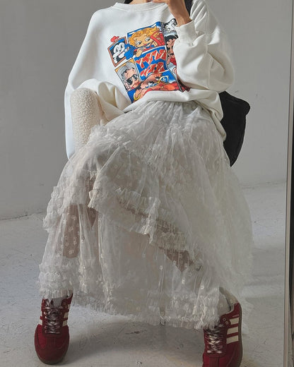 粒粒花 • 不規則紗紗裙｜2色入